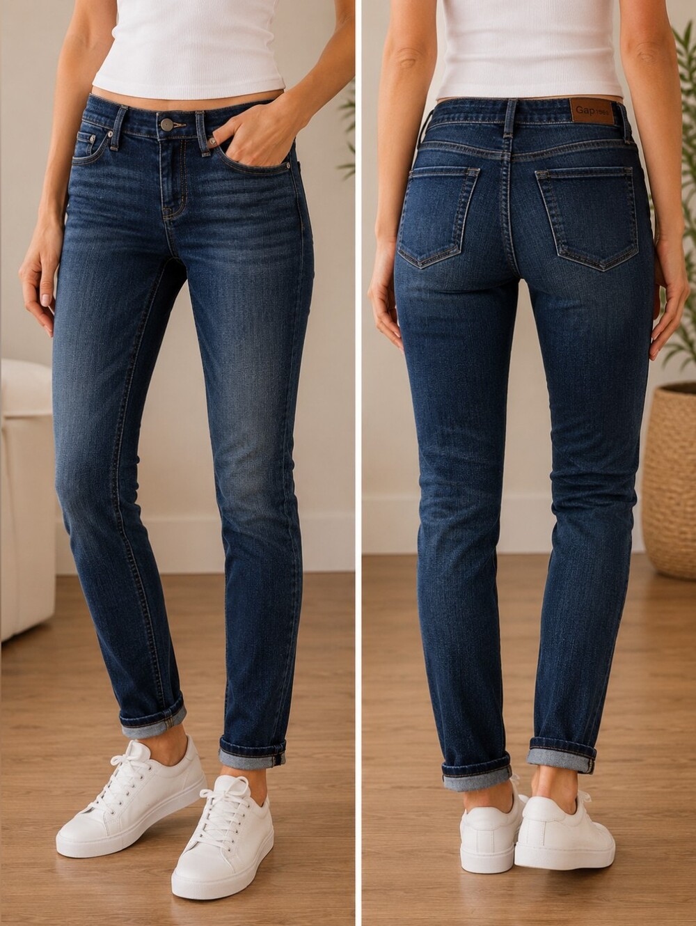 💙 GAP Women's "GIRLFRIEND" Jeans in Dark Indigo Wash